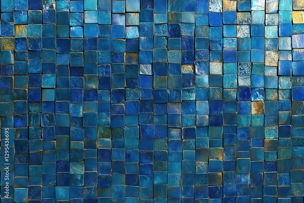 Fototapeta premium Blue mosaic tile wall texture background