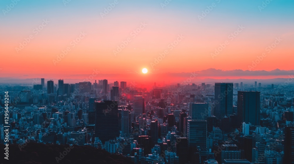 Fototapeta premium Urban Sunrise: A Cityscape at Dawn