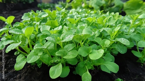 Wallpaper Mural Lush green seedlings sprout in dark soil after rain Torontodigital.ca