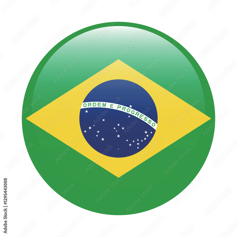 Obraz premium Brazil circle flag logo icon digital vector illustration