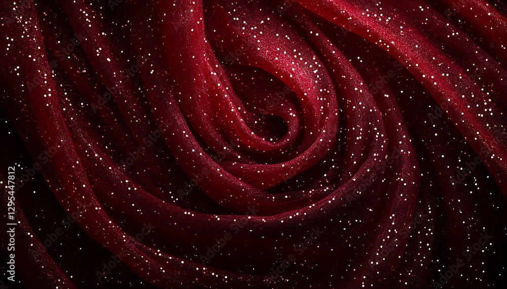 Naklejka premium Red Glitter Fabric Swirl