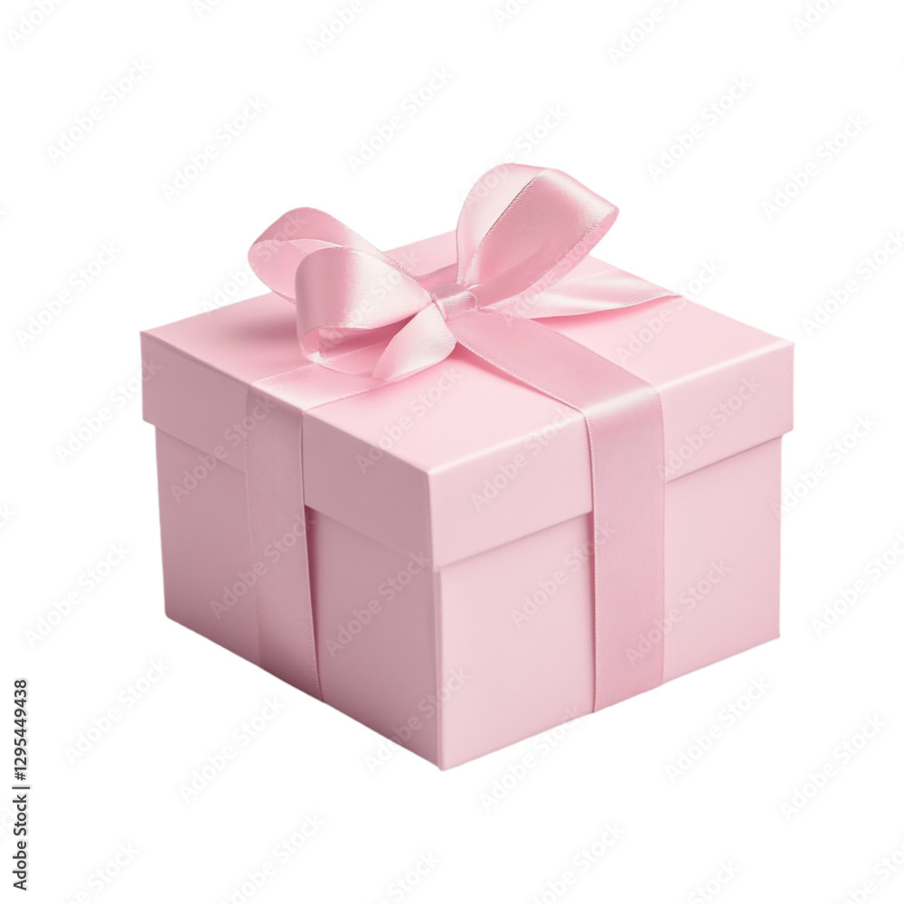 Obraz premium Pink Gift Box with Ribbon Bow Elegant Present Surprise