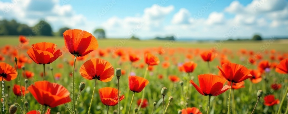 colorful poppies in a field, wildflowers, natural, landscape colorful poppies in a field, wildflowers, natural, landscape