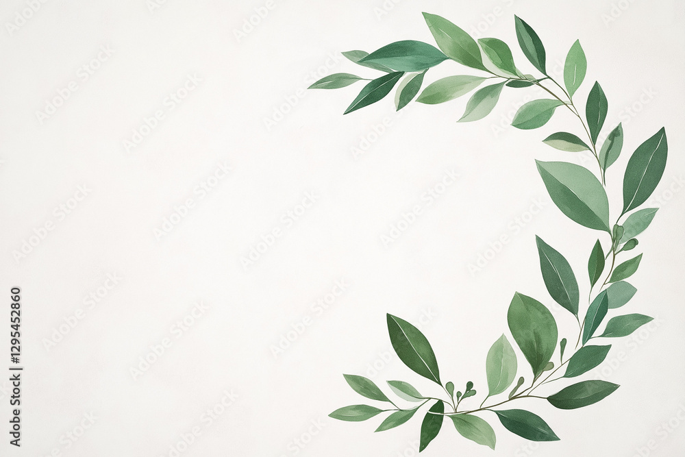 Obraz premium Green leaf illustration on a light background creating a serene atmosphere for decoration or design purposes