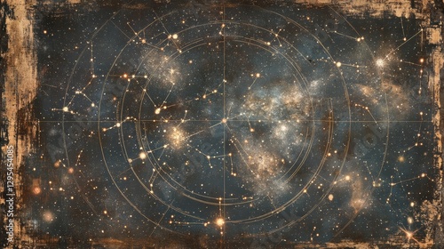 Vintage Celestial Chart: Galaxies Constellations 