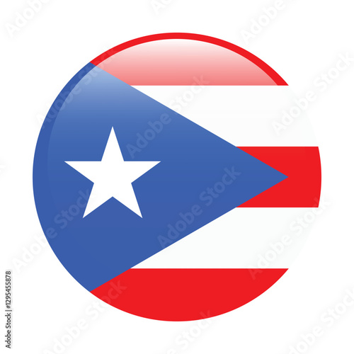 Puerto Rico circle flag logo icon digital vector illustration