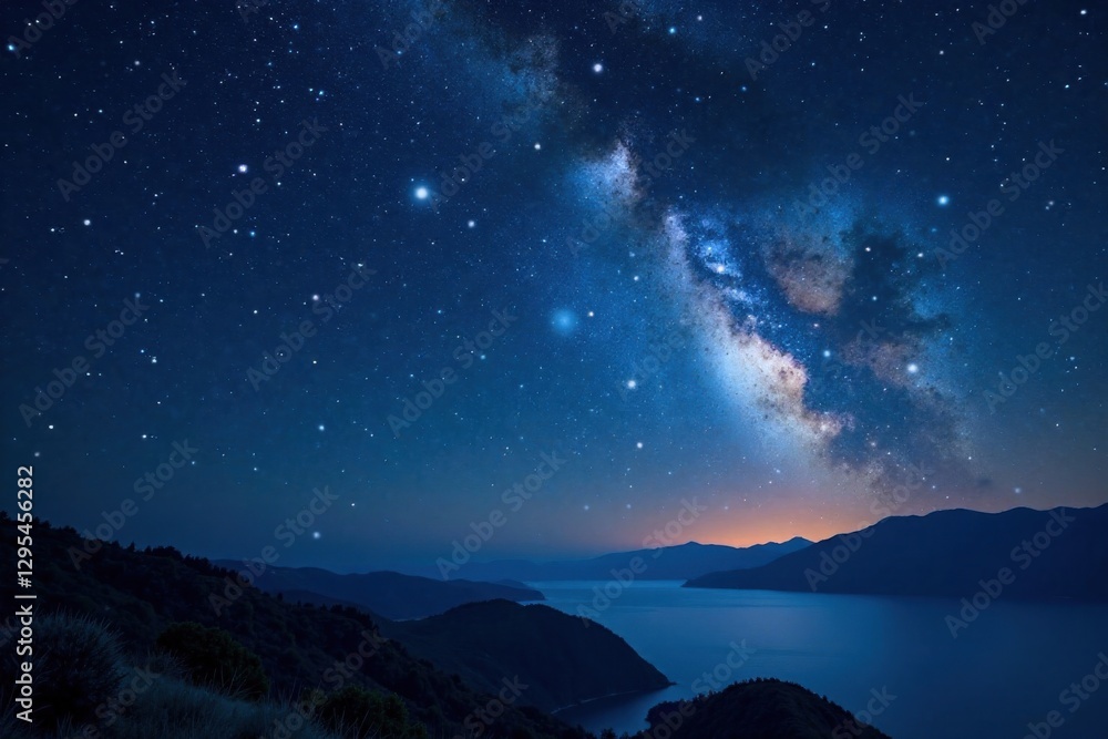 Fototapeta premium Dark celestial night with twinkling stars in a vast sky, cosmos, universe, stars