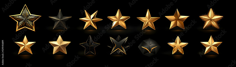Obraz premium Gold Black 3D Star Collection