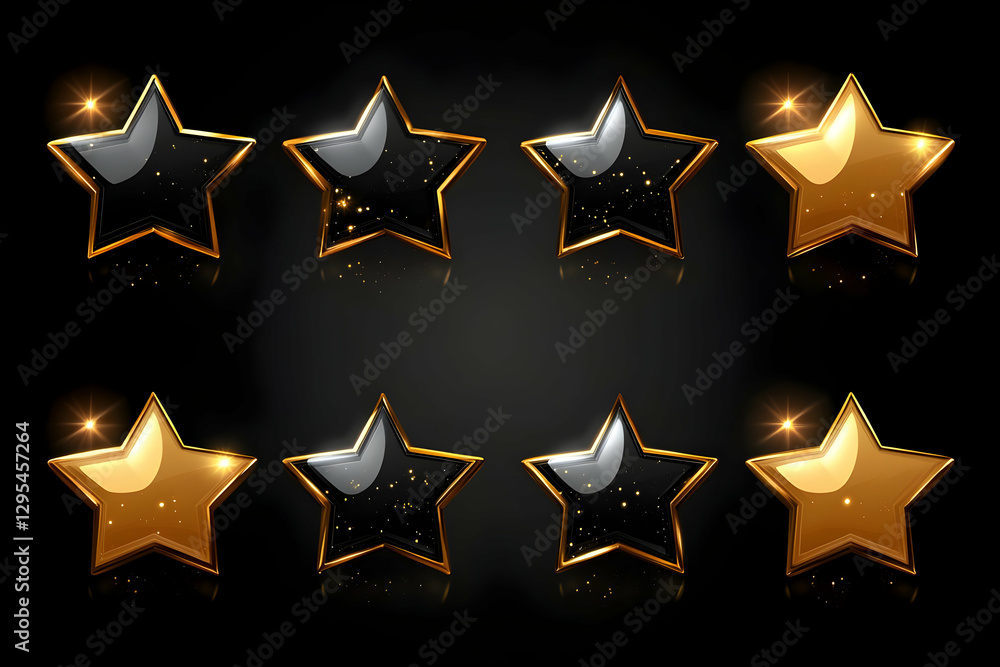 Fototapeta premium Gold & Black Star 3D Illustration