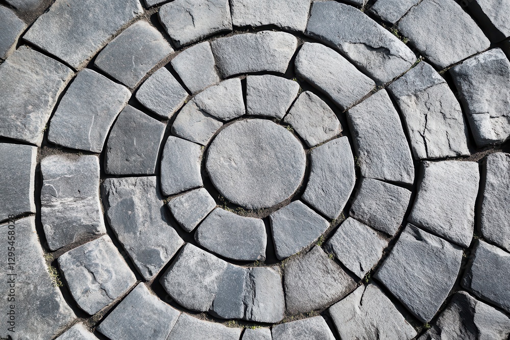 Circular stone pavement, outdoor, garden, texture Circular stone pavement, outdoor, garden, texture