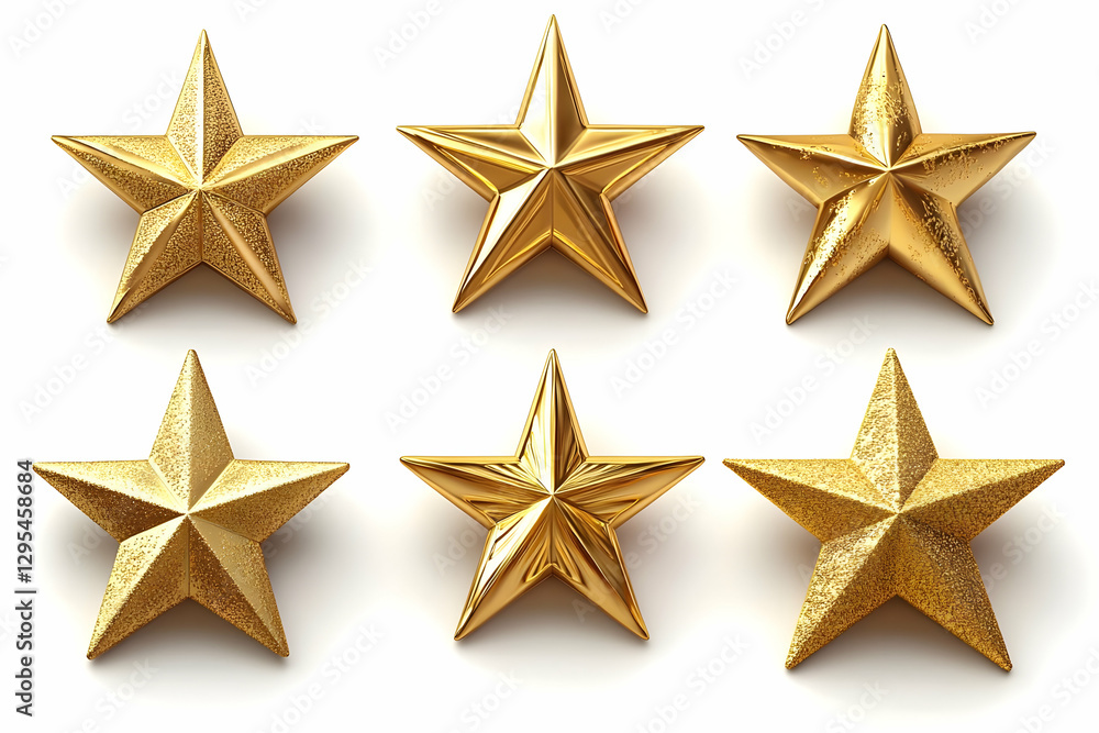 Gold Star 3D Render Set Gold Star 3D Render Set