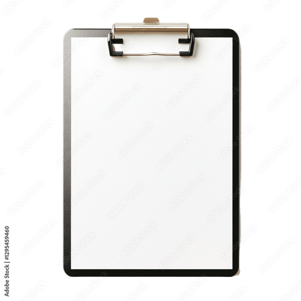 Blank clipboard with black frame and silver clip ready for notes or writing Blank clipboard with black frame and silver clip ready for notes or writing