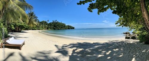 Tropical Beach Paradise with Sunbed
