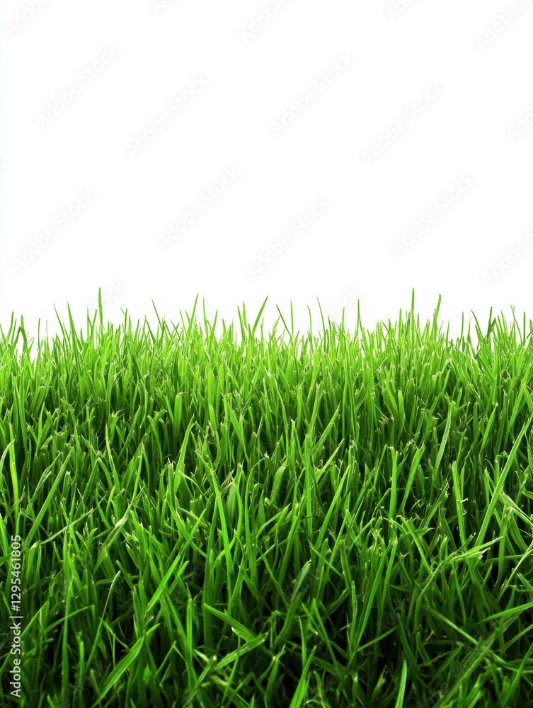 Lush vibrant green grass against a clean white background showcasing nature's beauty and freshness ideal for spring summer themes Lush vibrant green grass against a clean white background showcasing nature's beauty and freshness ideal for spring summer themes