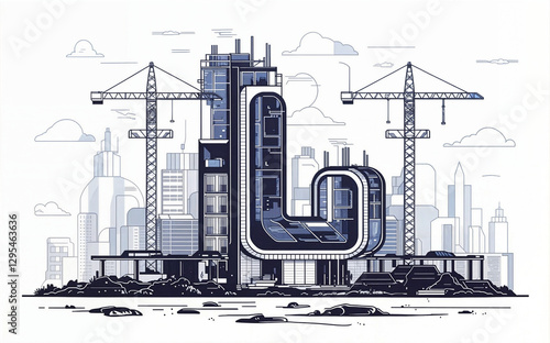 Surreal letter L under construction. Generative AI