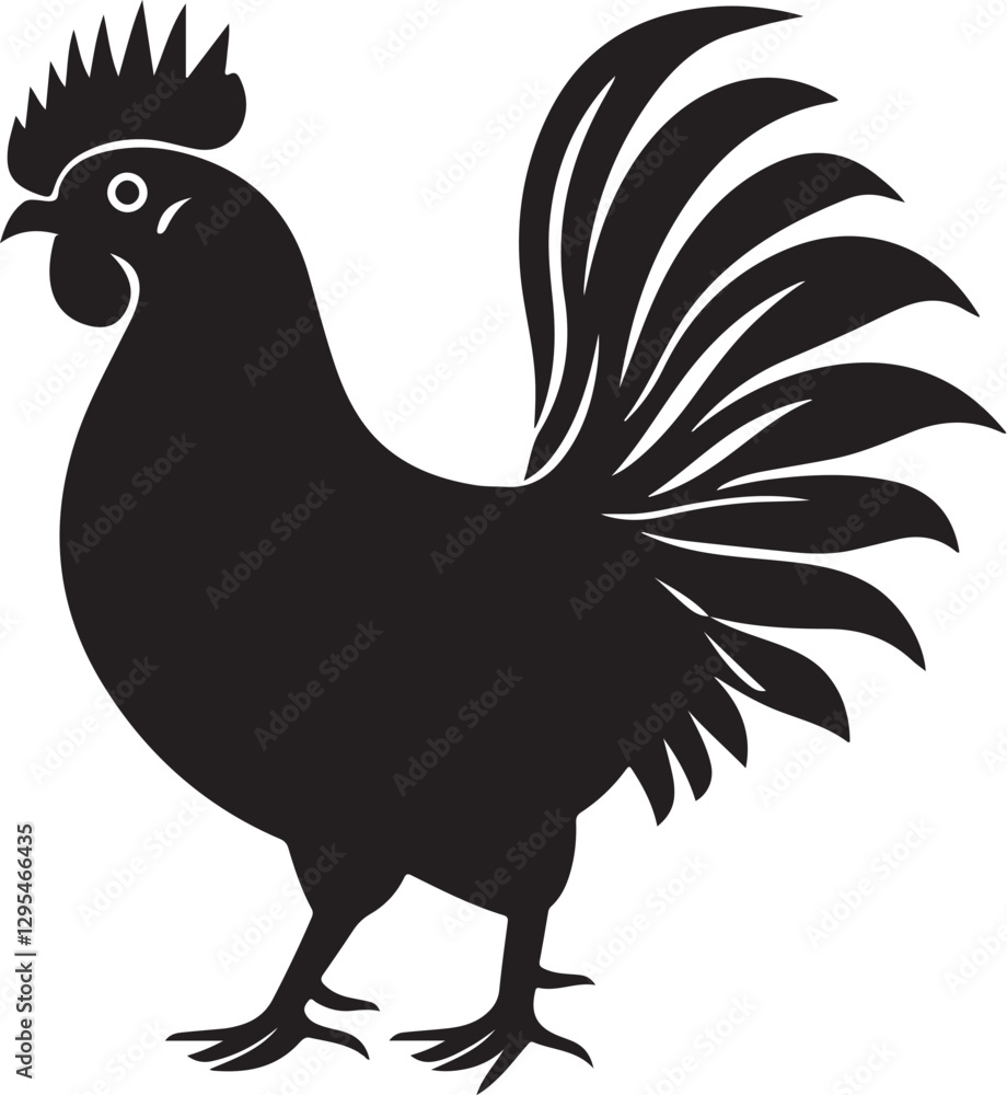 Fototapeta premium Rooster Silhouette Clipart Collection