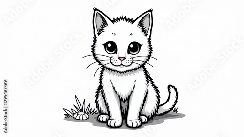 Obraz na płótnie Cute kitten coloring pages printable for kids and adults to enjoy and relax. w salonie