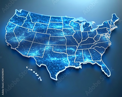 The United States of America visualized in a digital display