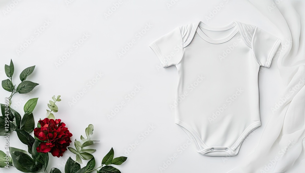 Blank White Baby Bodysuit with Floral Accents Blank White Baby Bodysuit with Floral Accents