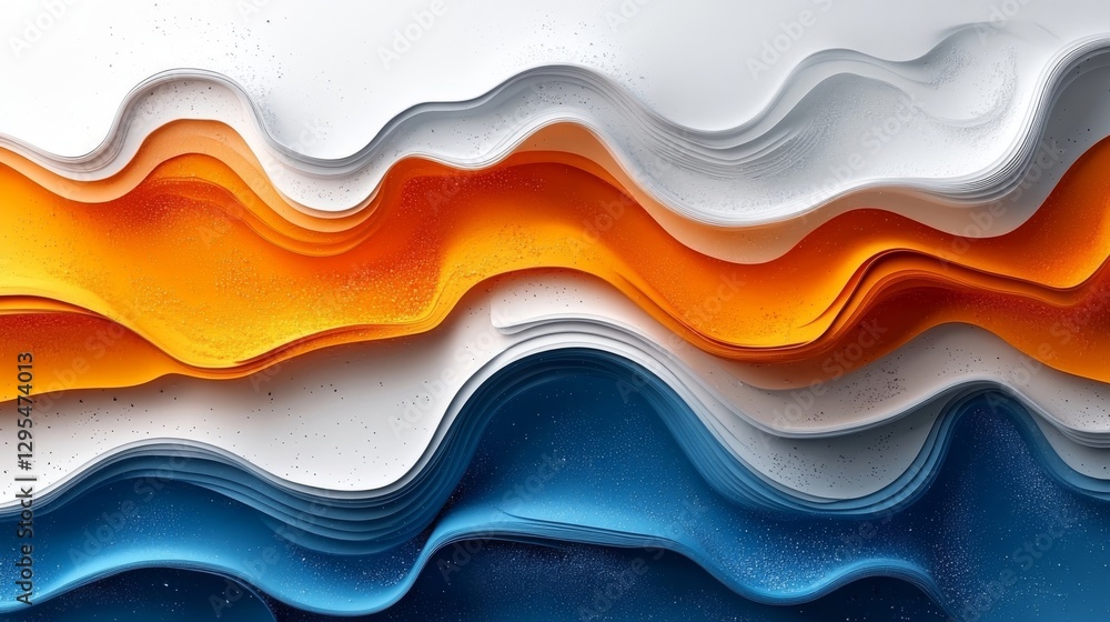 Obraz premium Abstract Waves of Color: A Symphony in Orange, Blue, and White