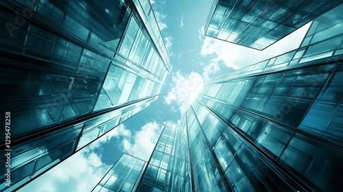 Wallpaper Mural Modern Metropolis: An Upward Gaze at Glass Skyscrapers Torontodigital.ca