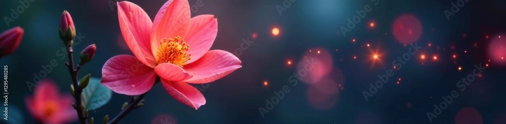 Glowing arrow pointing towards a blooming flower, light, art, abstract Glowing arrow pointing towards a blooming flower, light, art, abstract