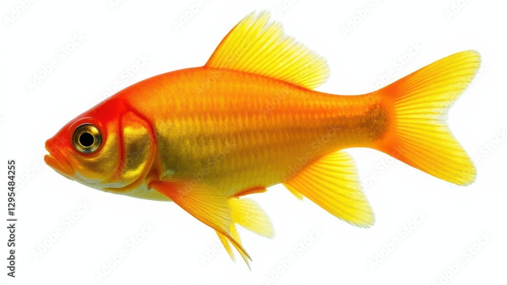 Fototapeta premium A vibrant goldfish with bright orange and yellow hues, showcasing its detailed scales and fins.
