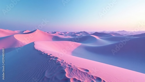 Fototapeta Naklejka Na Ścianę i Meble -  Desert landscape features sand dunes shifting in a sea of pink and blue, Dune formation, Nature, Landscape photography