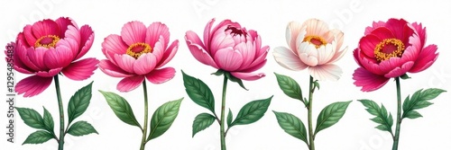 Wallpaper Mural Hand-drawn peony bouquet with stems , botanical, handdrawn, flowers Torontodigital.ca