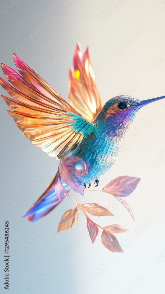 Obraz premium Tiny hummingbird midflight nature scene gigapixel quality vibrant environment close-up view iridescent feathers