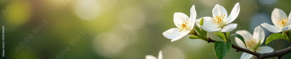 Fragrant jasmine buds unfolding on a spring morning, treeleaves, bloom Fragrant jasmine buds unfolding on a spring morning, treeleaves, bloom