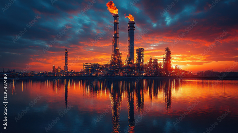 Energy sector in Saudi Arabia, panoramic view of oil refineries, petrochemical plants, and solar farms, futuristic industrial transformation Energy sector in Saudi Arabia, panoramic view of oil refineries, petrochemical plants, and solar farms, futuristic industrial transformation