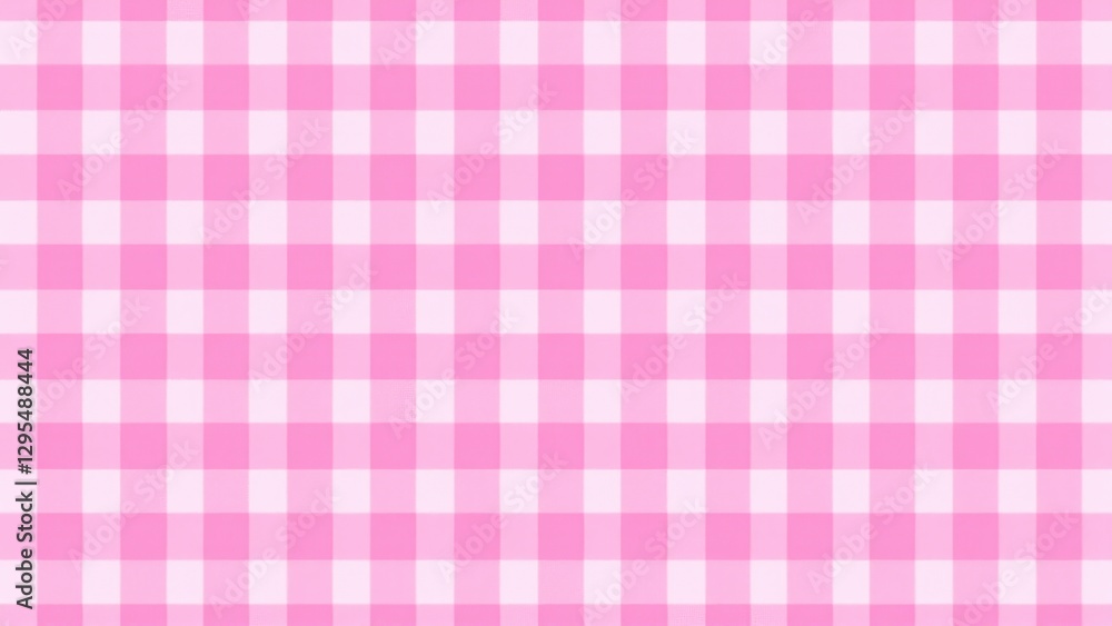 A seamless pink gingham pattern with alternating light and dark pink squares, creating a classic checkered design.