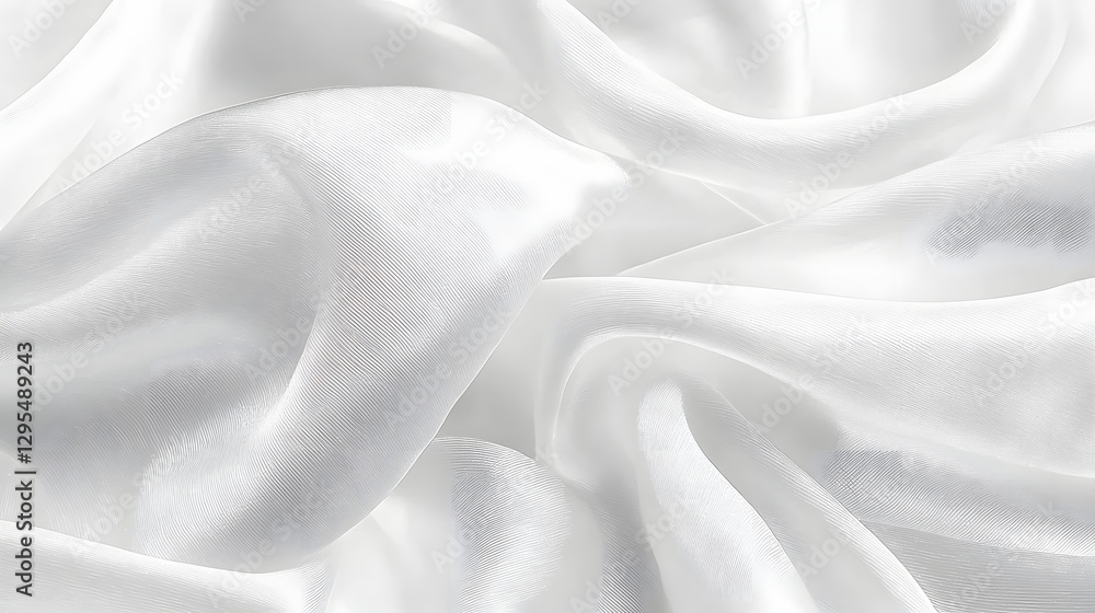 Obraz premium Elegant White Silk Fabric Texture with Smooth Draping and Subtle Pattern Details