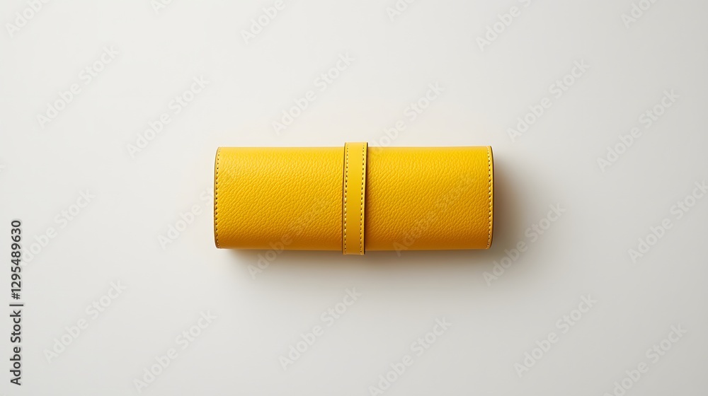 Minimalist Yellow Decorative Object on a Soft White Background with Smooth Texture Minimalist Yellow Decorative Object on a Soft White Background with Smooth Texture