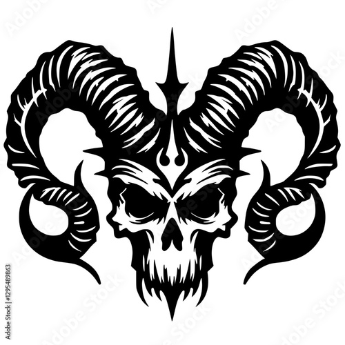 Gothic metal skull silhouette vector design