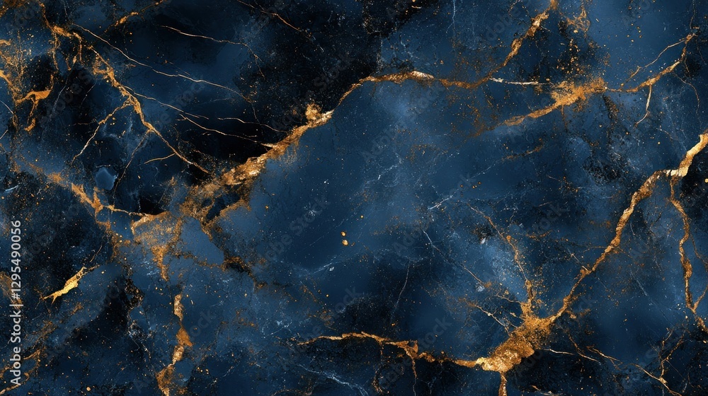 Abstract Blue Marble with Gold Veins and Specks Abstract Blue Marble with Gold Veins and Specks