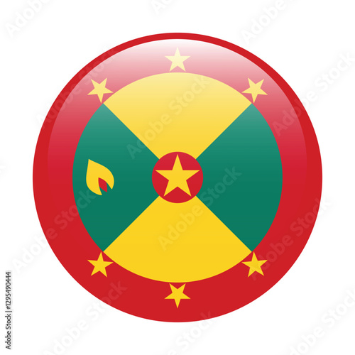 Grenada circle flag logo icon digital vector illustration