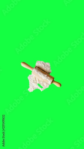 rolling pin rotation loading video for cooking theme video in greenscreen rooling pin with flour