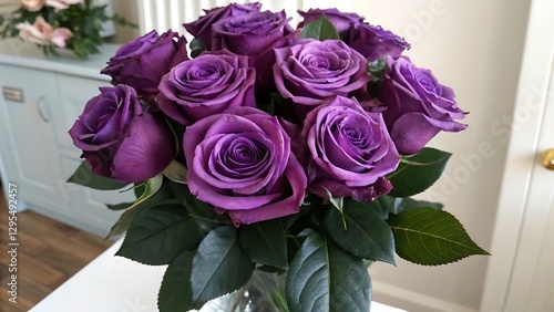 bouquet of purple roses, Close-up of purple rose isolated on white background , red rose  background, emphasizing the contrast of color and texture.