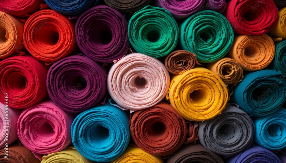 Vibrant Rolls, A Kaleidoscope of Textile Colors and Textures Vibrant Rolls, A Kaleidoscope of Textile Colors and Textures