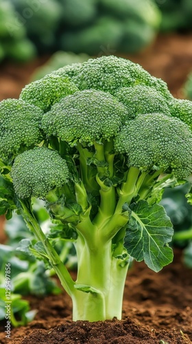 Wallpaper Mural Vibrant green broccoli plant growing in rich soil a close up shot showcasing freshness and natural beauty healthy eating concept Torontodigital.ca