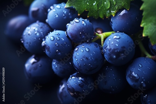 Wallpaper Mural Macro photography of dark blue grapes with water droplets on a dark background for stunning detail Torontodigital.ca