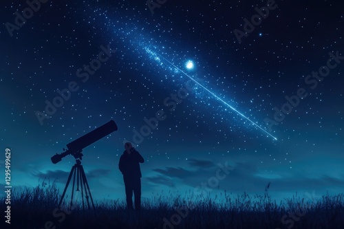 A lone observer with a telescope. photo