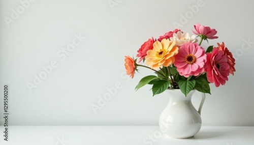 Wallpaper Mural Minimalist botanical arrangement of flowers in a vase, nature, botanical art, greenery Torontodigital.ca