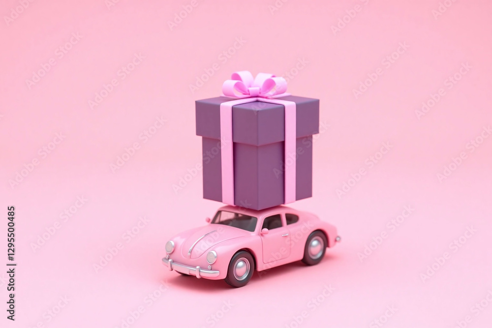 toy car with gift box on top of it toy car with gift box on top of it