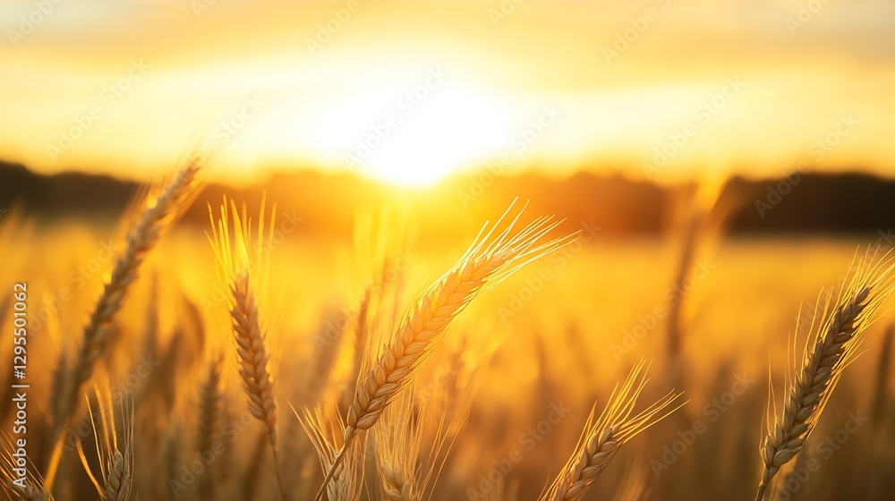 Golden Wheat Field Under a Bright Sunset Capturing the Essence of Nature's Bounty : Generative AI Golden Wheat Field Under a Bright Sunset Capturing the Essence of Nature's Bounty : Generative AI