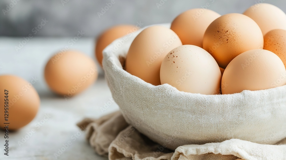 Fresh brown eggs in a rustic bowl on a wooden table showcasing natural and wholesome farm produce : Generative AI Fresh brown eggs in a rustic bowl on a wooden table showcasing natural and wholesome farm produce : Generative AI