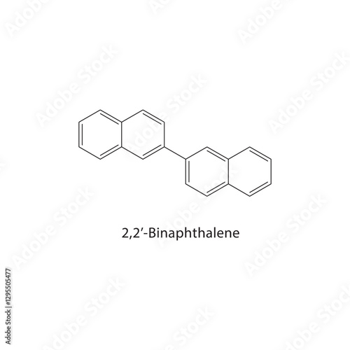 2,2’-Binaphthalene skeletal structure.Hydrocarbon compound schematic illustration. Simple diagram, chemical formula.