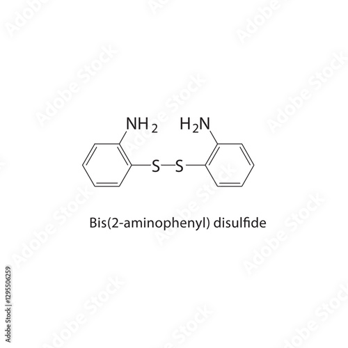 Bis(2-aminophenyl) disulfide skeletal structure.Disulfide compound schematic illustration. Simple diagram, chemical formula.